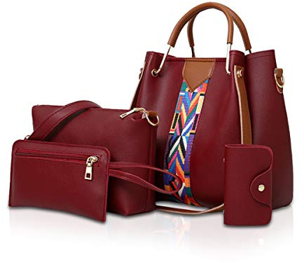 NICOLE & DORIS Damen Handtaschen Umhängetaschen 4 Stück Handtaschen für Damen Top-Griffe Schultertaschen Taschen Geldbörse Brieftasche
