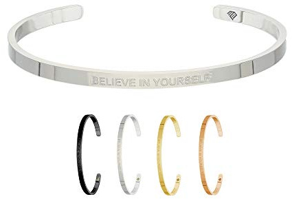 Max Palmer | Armband/Armreif mit Spruch - Gravur Believe IN Yourself | Silber, Schwarz, Gold oder Roségold | Damen, Herren, Kinder | Charm/Bracelet | Bangle
