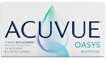 ACUVUE OASYS MULTIFOCAL 2-Wochen-Kontaktlinsen für den Nah-, Zwischen- und Fernbereich – -8,25 dpt, Add. Hoch und BC 8,4 – Mit UV Schutz und Austrocknungsschutz – 6 Linsen