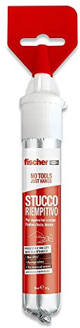 Fischer Stucco Veloce con Spatola Integrata per Coprire Fori e Crepe nel Muro, Pronto all'Uso, Bianco, 70 ml, 552152