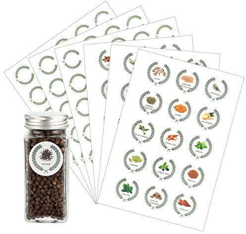 Azatemgo 45 Gewürzgläser-Aufkleber, Etiketten, selbstklebend, für Gewürzgläser, für die Küche, Durchmesser 40 mm und 60 leere Etiketten
