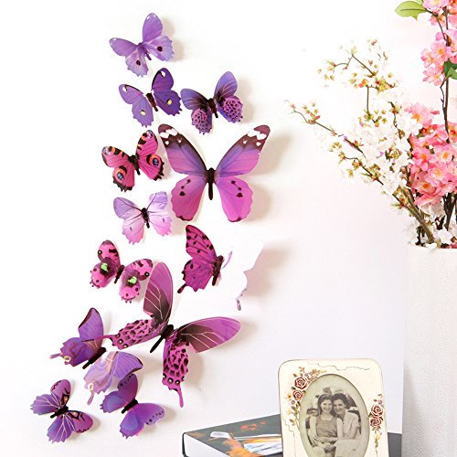 3D Schmetterling Aufkleber Wandaufkleber Wandsticker Deko Wandtattoo Pflanze Wandtattoo Baum Blumen Wandtattoo Küche Wandsticker Grüne Wandaufkleber Baum Blumen Wandtattoo für Kinderzimmer