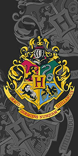 Kasdesign Serviette de Plage Harry Potter Noire Blason Poudlard Marca
