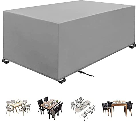 Leju Art Överdrag för trädgårdsmöbler 400 x 200 x 85 cm Överdrag för trädgårdsmöbler utomhus möbelöverdrag vattentät slitstark 420D Oxford vindtät anti-UV vattentät rektangulär uteplats bordsskydd
