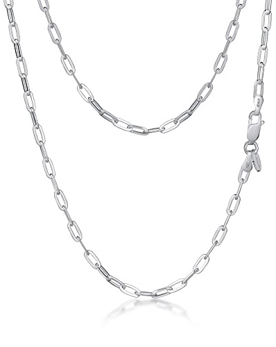 Amberta Collanina a Maglia Rettangolare da Donna in Argento Sterling 925: 3 mm 60 cm Regolabile
