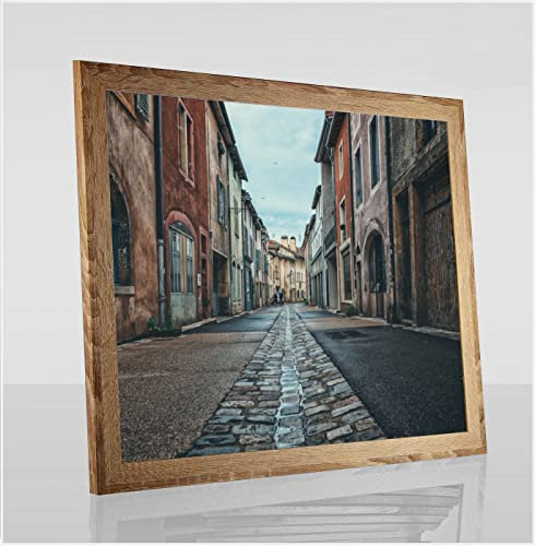 Orion Deluxe Bilderrahmen Posterrahmen 49x36 cm Puzzlerahmen Sonoma Eiche Dekor Antireflex Kunstglas Hintergrund Weiss