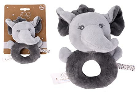 Dodo d'AMOUR - Peluche sonajero - Elefante - 037391 - Gris - Polar - Nacimiento - Peluche - Bebé - Reconfortante - Suave - Lavable - 13 cm x 10 cm - A Partir de 0 Meses.
