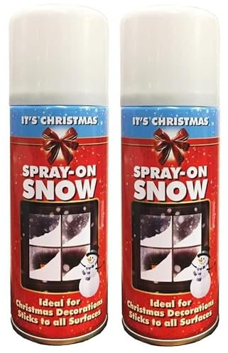 SuperGift.com 2x 200ml Artificial Christmas Snow Spray, Fake White Snow Effect Aerosol for Xmas Trees, Windows, Crafts, Decorations and Holiday Displays