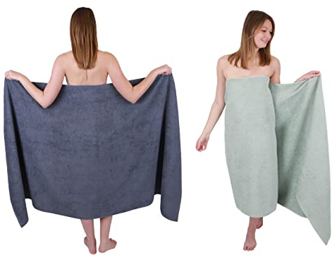 Betz Badetuch 2 Stück XXL 100x200 cm 100% Baumwolle – Weiches Frottee Saunatuch & Strandtuch – Pflegeleicht & saugstark – Berlin Serie – Farbe dunkelgrau - Jade
