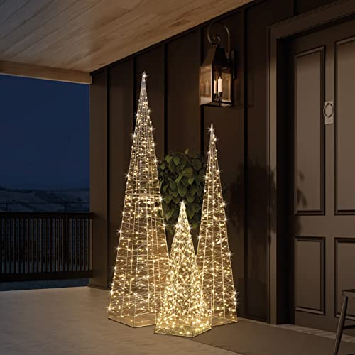 Hellum LED-Deko-Pyramide, 120 cm Hoch mit 240 warmweiße LEDs, Weihnachten Deko für Innen und außen, Leuchtpyramide, Tranformator mit Zuleitung 5m und Timer 578645