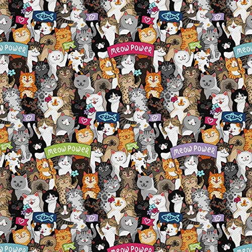 HEKO PANELS Stoff Oxford wasserdicht, Katzen Parade, 1 Meter 155 x 100 cm | Dekostoffe zum Nähen und Handwerken, blickdichte Möbelstoffe, Nähstoffe DIY, als Meterware erhältlich
