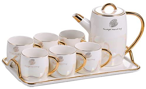RUVOO Service a The Service à café Service à thé 8 Pièces Tasses À Thé en Céramique Et Théière Tasses À Café Ensemble Ensemble De Tasses À Café Blanc Service Japonais