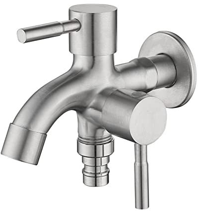 ESBANT Außenhahn Waschmaschine Wasserhahn Doppel Edelstahl Garten Wasserhahn 1/2 Zoll Mopp Wasserhahn Wandmontage Doppel Garten Wasserhahn for Waschbecken Spültischaramturen