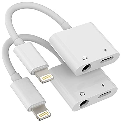 Lightning to 3.5mm Splitter 2in1(2pack)Charger Audio Cord connector iPhone AUX Adapter for Headphone Jack Dongle Cable Apple MFI Certified Music Earphone Converter for 7 8 X Xr se 14 13 12 11 Pro Max