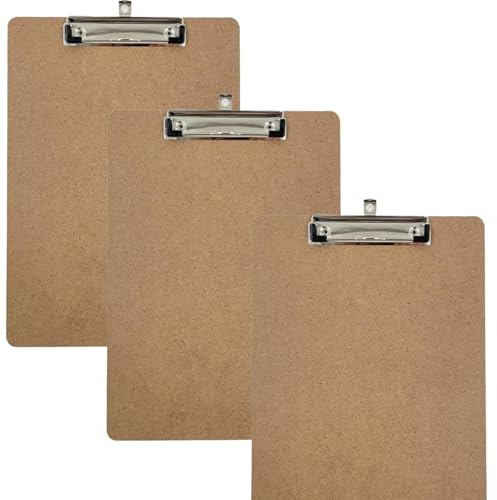 Klemmbretter, A4, 3 Stück, Holz, niedriges Profil, perfekt für Büro, Schule, Zuhause, Klemmbrett (3 x Klemmbrette)