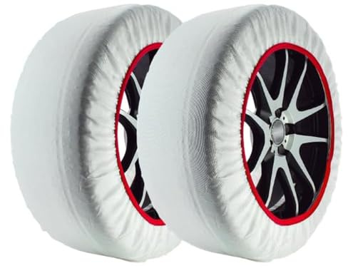 START Set 2 Calze da Neve Bianche | Omologate EN 16662-1 | in Tessuto | Adatte per Auto - SUV - Veicoli Commerciali | Protezione Cerchi | Facili da Montare | Misura Pneumatico all'Interno (Taglia M)