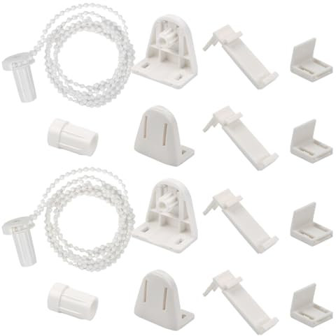 ANNTIM Rollo mechanisch 17 mm mit Befestigung und Klemmbefestigung, Halterung, Verdunkelung (Weiß) - 2 Stück