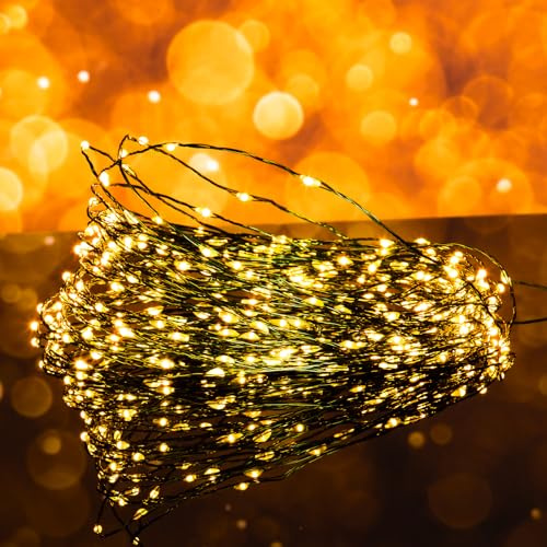 himaly 300er Led lichterkette für innen klein warmweiß aus Kupferdraht 15m mit Fernbedienung, 8 Beleuchtungsmodi, IP65 Wasserdicht, ideal für Garten Hochzeit Weihnachten Party