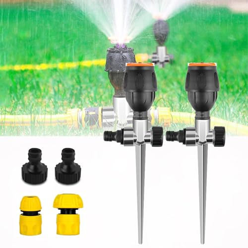 Garden Lawn Sprinkler System, Alloy Lawn Sprinklers, Water Sprinkler for Lawn, Irrigation System for Garden,Garden Sprinkler, 360° Rotation Auto Irrigation System Garden Lawn Sprinkler (2Pcs)