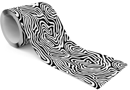 Muralo Bordüre Selbstklebend Schwarz-weiße Abstraktion - 10x300 cm | Tapetenbordüre, Modernes Design, UV-beständig, halbmatt, glatt und abriebfest - ideal für Wohnzimmer und Schlafzimmer