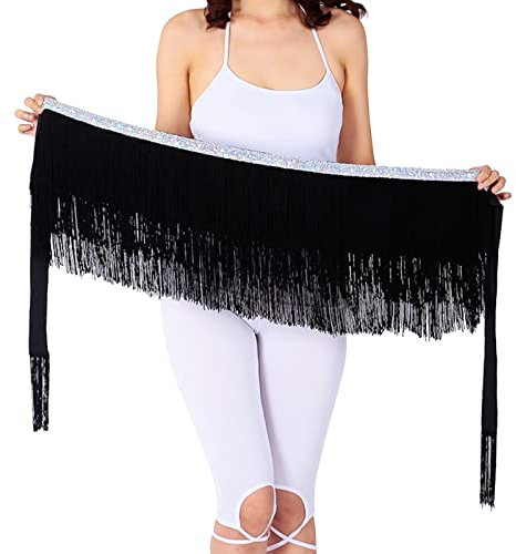 Rock Damen Bauchtanz Hüfttuch Bauchtänzerin Tribe Style Gürtel Quaste Hüfttuch Samt Taille Kostüm Bauchtanz Hüfttuch Kostüm Latin Dance Röcke Pailletten Quaste Fransen Outfits Rock für Damen