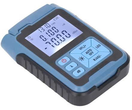 Optical Power Meter Handheld High Accuracy Fiber Optic Tester with SC Connectors for Telecom Network Maintenance Cable TV Technicians Portable Field Testing