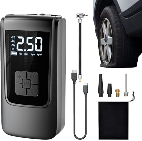 Acunny Gonfiatore per pneumatici per auto, pompa ad aria per pneumatici per auto portatile, pompa ad aria elettrica di rilevamento intelligente portatile, pompa pneumatica, compressore d'aria