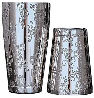 ZGYOZMNG Shaker per Cocktail Boston in Acciaio INOX, strumento per Bar, Tazza in latta con incisione, Lavanda incisa (B) (B)