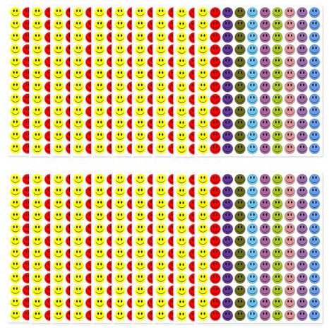 ZIJANG 2400 Pièces Gommettes Smiley Autocollantes 10 Couleurs | 20 Feuilles de Gommettes Rondes pour Loisirs Créatifs, Scrapbook, émotions, Journal et Gestion en Classe