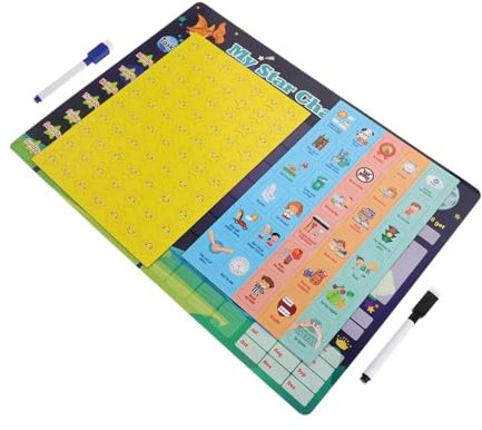 STOBOK Magnetische Belohnungstabelle Für Erasable Verhaltensdiagramm Stärkung Von Gewohnheiten Töpfchen-training Tagesablauf Und Verantwortung Mit Aufklebern Und Stiften Blaues