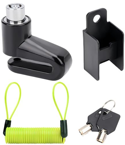 LEIBOCHAO Lucchetto freno a disco antifurto per moto con corda promemoria - per scooter elettrico, bicicletta con 2 chiavi