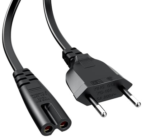 Cable de Alimentación Euro 1,5 m Cable C7, Euro 8 Cable Alimentación para PS5 / PS4 / PS4 Slim / PS3 Slim / PS3 / Xbox One S/X,Xbox Serie X/S,Samsung LG Sony TCL Sharp TV Cable Alimentacion 2 Polos