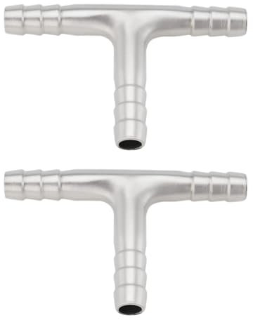 The Lord of the Tools 2pcs 8mm T-Piece Connector Replacement Part 304 Stainless Steel Hose Barb Connector 3 Way Tee T Shape Barb Fitting for Water Gas Oil
