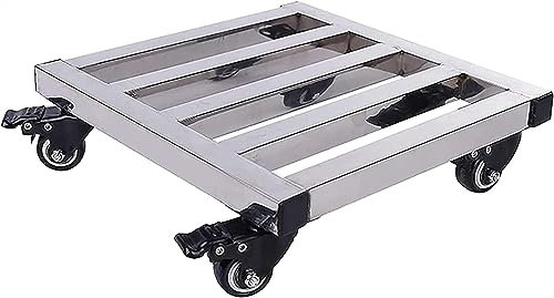 Supporto per piante in metallo con rotelle per uso interno ed esterno, carrello per piante in vaso per un facile spostamento e irrigazione da giardino con sottovaso per fioriere