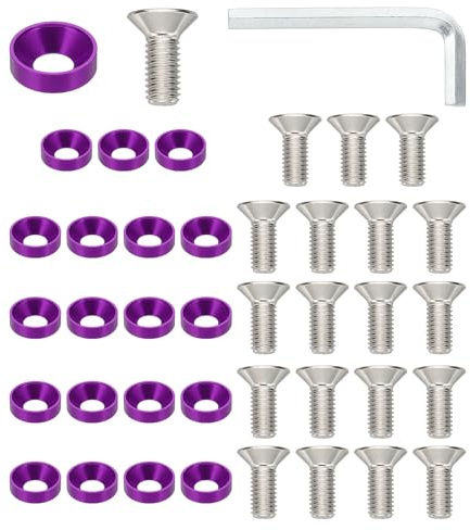 PATIKIL Kit De Arandelas Avellanadas M8, 20 Piezas De Aleación De Aluminio Con Cabeza Plana Para Accesorios Mecánicos Y Modelos DIY, Morado