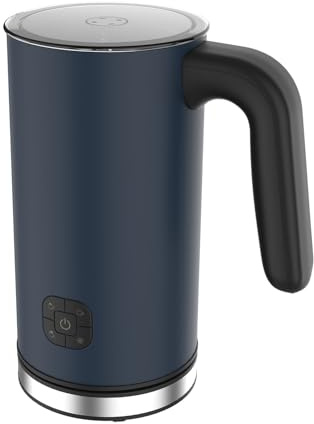 TERRAILLON Mousseur à lait électrique, 4 fonctions, Inox peint NEW MOON | Capacité 300 ml, Puissance 500W, Mousse dense- crémeuse- froide, Lait chaud, base rotative 360°, Corps en Inox peint
