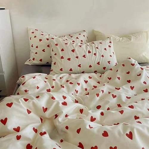 Copripiumino Matrimoniale Stampati a Forma di Cuore,Copripiumino per Bambini Caldo e Dolce,Set di Biancheria Da Letto In Microfibra Morbida Traspirante ed estetica con Chiusura a Cerniera per Donne