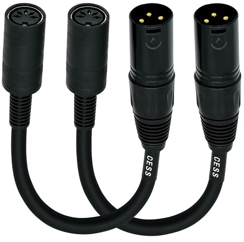 CNCESS Lot de 2 adaptateurs MIDI DIN 5 broches femelle vers XLR 3 broches mâle, 15,2 cm