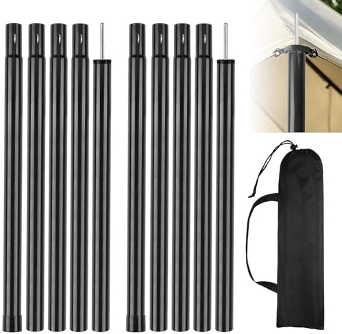wiipara 2 Stück Zeltstangen, Verdickte Tarp Stangen aus Aluminium (Ø25mm), inkl. Aufbewahrungstasche, Stabile Teleskopstange für Zelte Camping Wohnmobile & Sonnensegel, Zeltstange Verstellbar 80-190cm