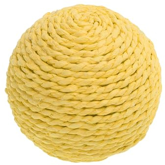 CAPASTEC Kattleksaker med Tinkerbell inuti, interaktiva kattbollar för att spela boll, tuggbollar för säker tandrengöring, 10 cm diameter, gul