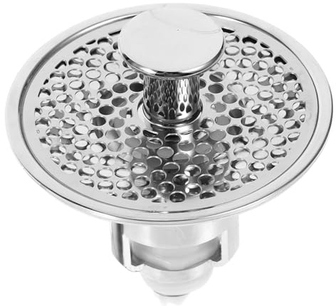 HOUDERCO Bouchon de Lavabo Poussoir en Laiton 304 Filtre Bouchon de Drain pour Salle de Bain Compatible Lavabo et Évier 1
