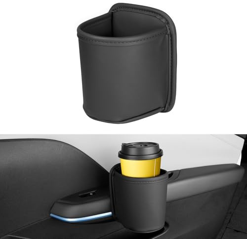 VDARK Auto Getränkehalter für Tür – Clip-On Flaschenhalter mit Leder-Schutz, Universeller Getränke Organizer für Rücksitz, geeignet für Wasserbecher und große Flaschen, Schwarz