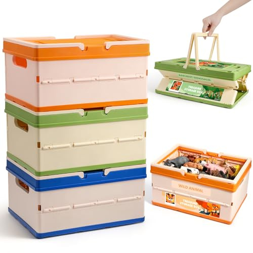 FRUSE 3 Pack Toy Storage Box, Large collapsible Toy Box with Lid and Handle,Large Toy Storage Organizer Boxes Bins for Kids, Boys, Girls, Nursery,Playroom,Bedrooms,Living Rooms