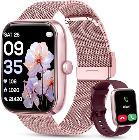 KALINCO Smart Watch Women [2 Bands, 44mm case] 1.83 Alexa Fitness Tracker, Heart Rate, Sleep, Stress & SpO2 Monitor, IP68 Waterproof Smartwatch, Make/Answer Calls, Compatible with iOS & Android