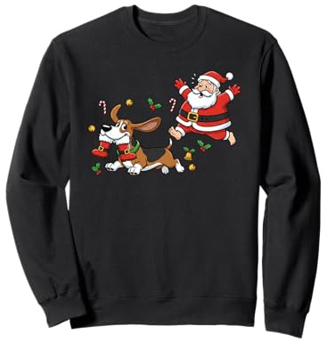 Basset Hound Santa Claus Boots Christmas Womens Mens Kids Sweatshirt