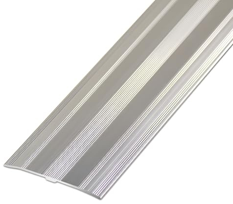 Übergangsprofil Übergangsleiste Bodenleiste aus Aluminium, Länge 90 cm, Breite 60 mm, Übergangsschiene ohne bohren(Silver)