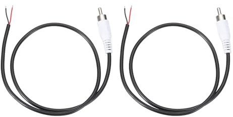 sourcing map 1.6FT RCA to Bare Wire Speaker Cable, 22AWG Replacement White RCA Male Plug to Open End Pigtail Audio Cable Connector Adapter for Amplifier, Home Audio Speakers, Pack of 2