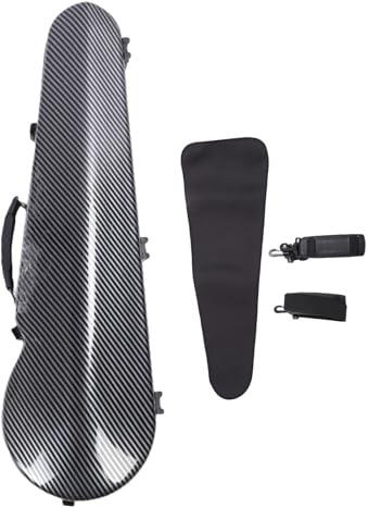 XZXCVN Violin Aufbewahrungsbox Für 4/4 3/4 1/2 1/8 Geige, Leichter Carbonfaser Violin Kasten Mit Hygrometer Und Schultergurten - Robuster Schutz, Integrierter Feuchtigkeitsmesse