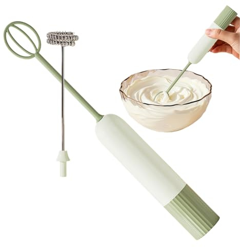 Schiumatore Latte a Mano - Sbattitore elettrico portatile con 2 teste di frusta - Montalatte staccabili per caffè | per latte, bevanda, uova, tè, panna, cioccolato e altre bevande