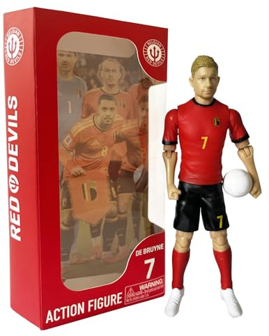 Megableu - Figurine Red Devils De Bruyne - 20 cm - Grande statuina di calcio e personaggio articolato di calcio con 10 punti di articolazione - Licenza ufficiale Belgio - Statuetta giocattolo da